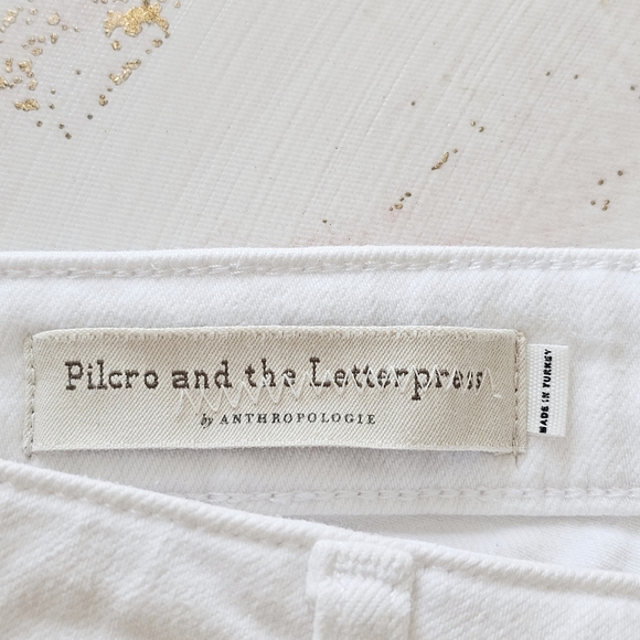 Pilcro & the Letterpress Shorts Anthropologie White Denim High Rise Slim Sz 26 - Picture 10 of 16